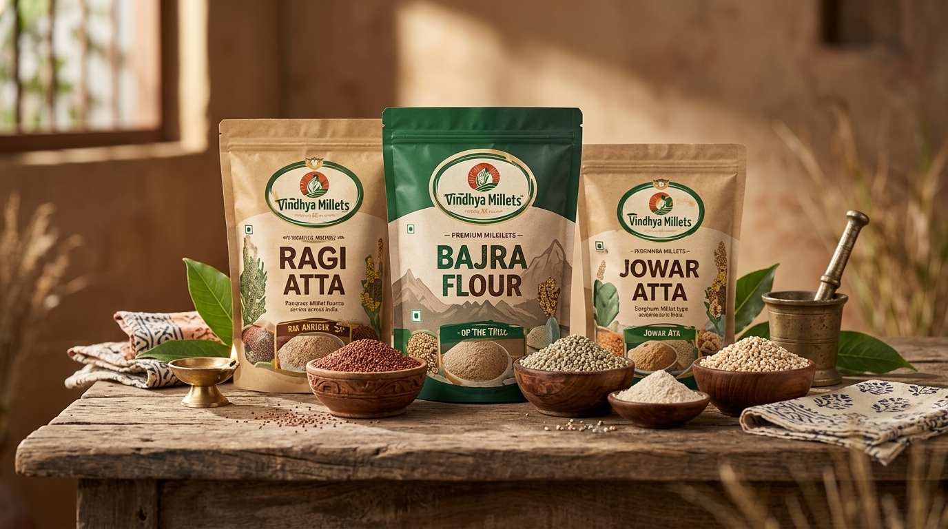 Vindhya Millets packaged flours and grains
